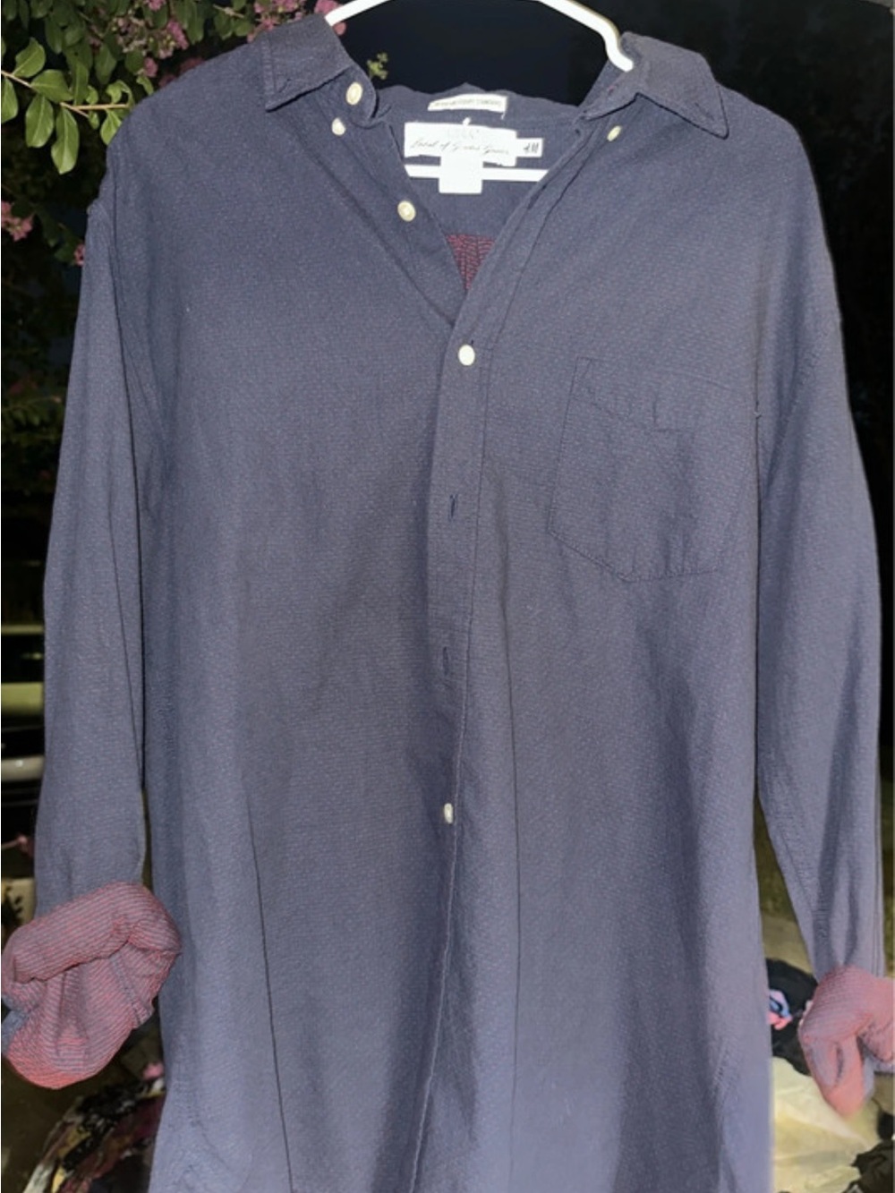 Men's Long-Sleeve Navy Button-Down Shirt by Unbranded